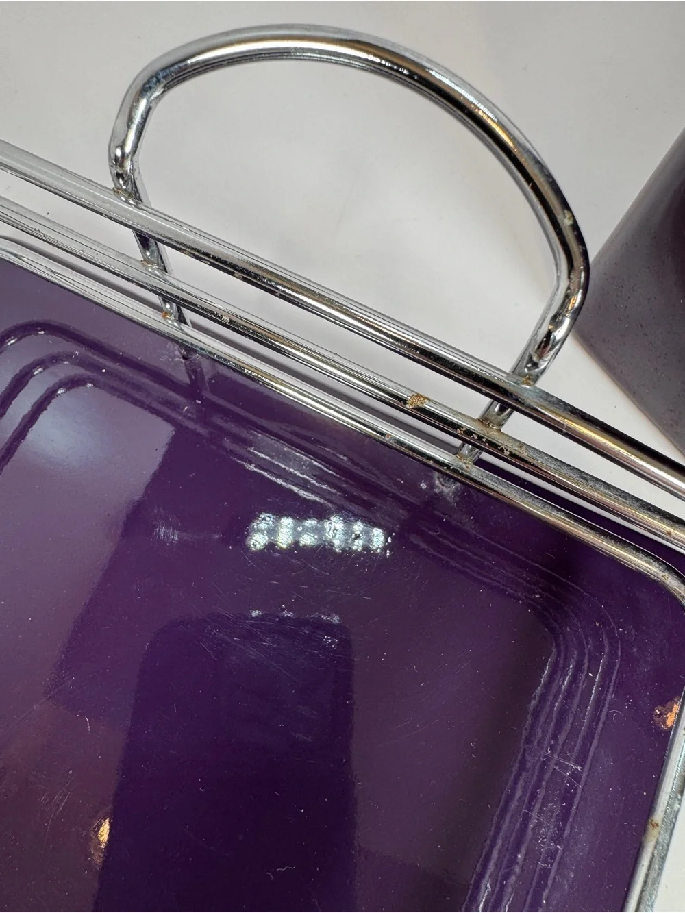 Gorgeous Vintage Deep Purple Y2K 90’s Ceramic Metal Tissue Box Holder With Base